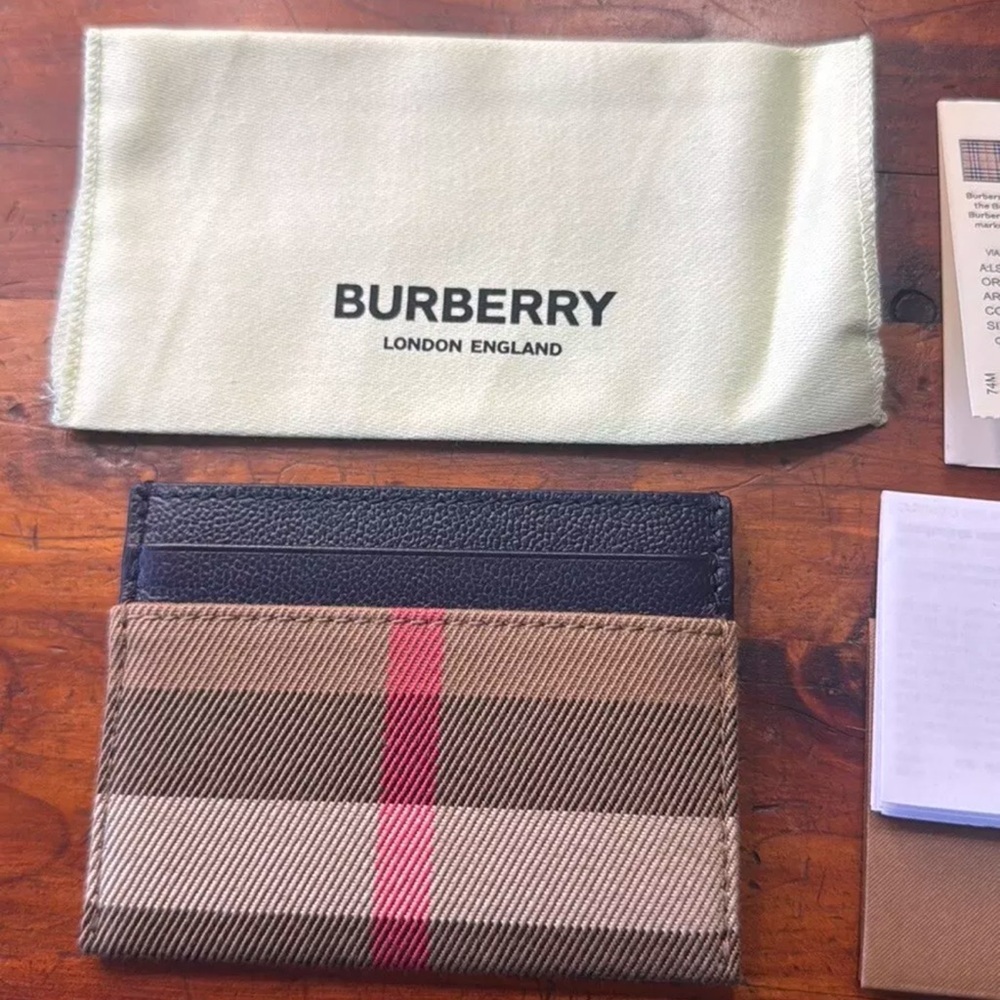 Burberry Card Case Dark Blue Canvas/Leather - Picture 2 of 3